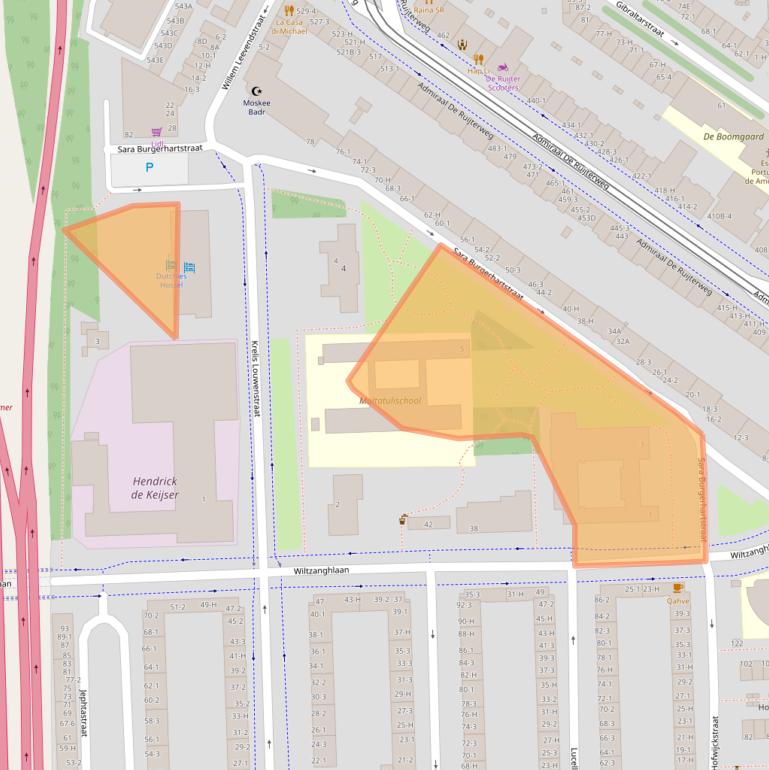 Kaart van postcodegebied 1055KV.