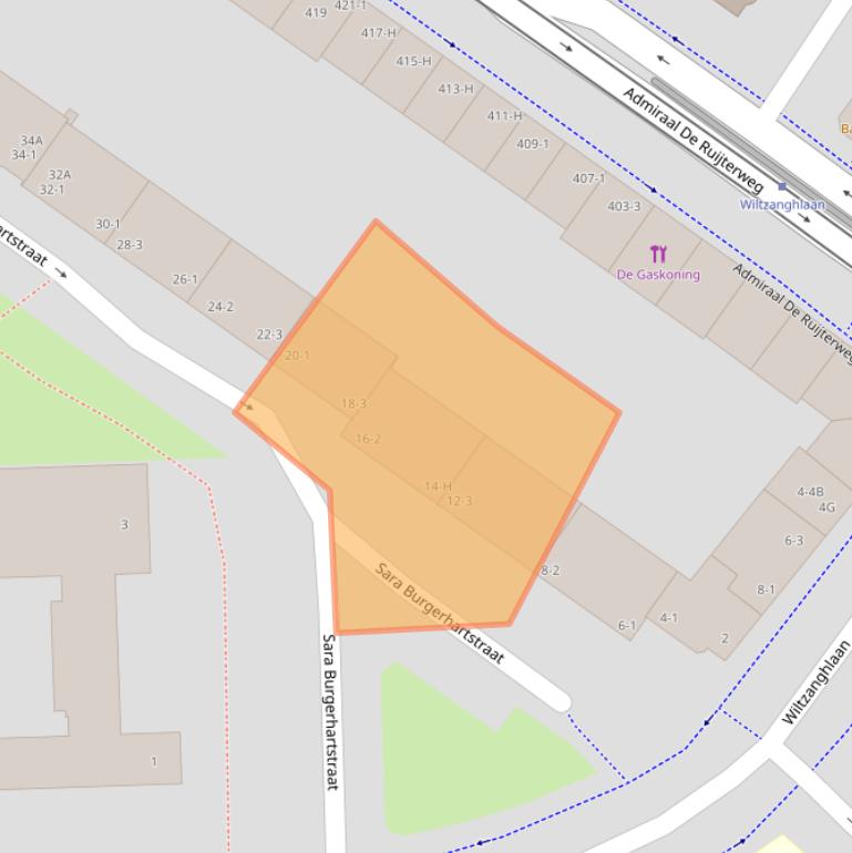 Kaart van postcodegebied 1055KX.