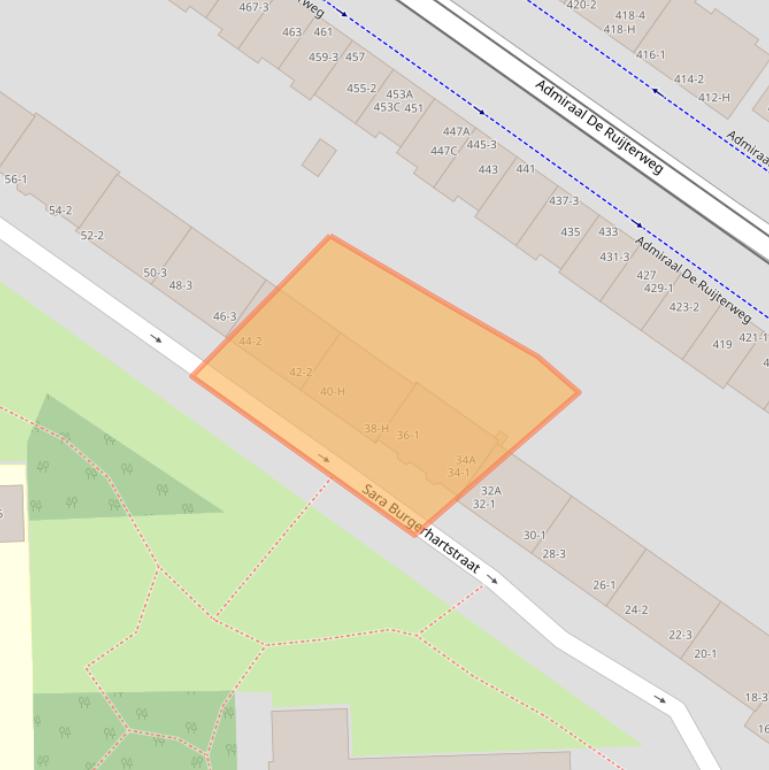 Kaart van postcodegebied 1055LA.