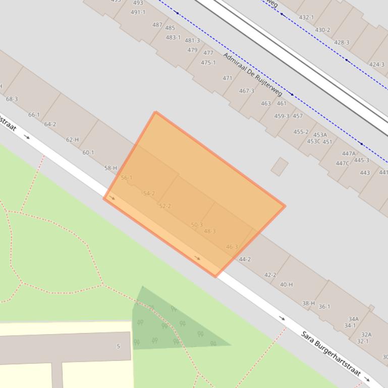 Kaart van postcodegebied 1055LB.