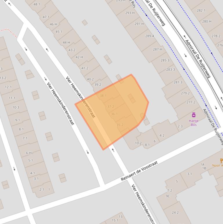 Kaart van postcodegebied 1055LK.