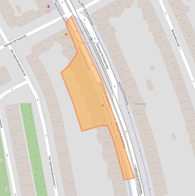 Kaart van postcodegebied 1055LT.