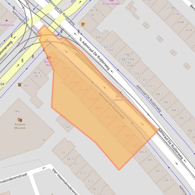 Kaart van postcodegebied 1055LX.