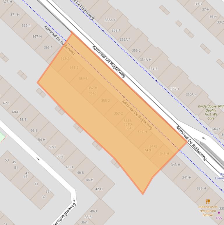 Kaart van postcodegebied 1055MA.