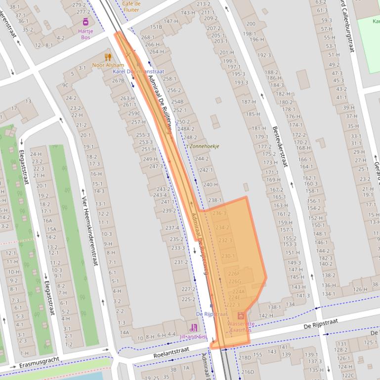Kaart van postcodegebied 1055ML.