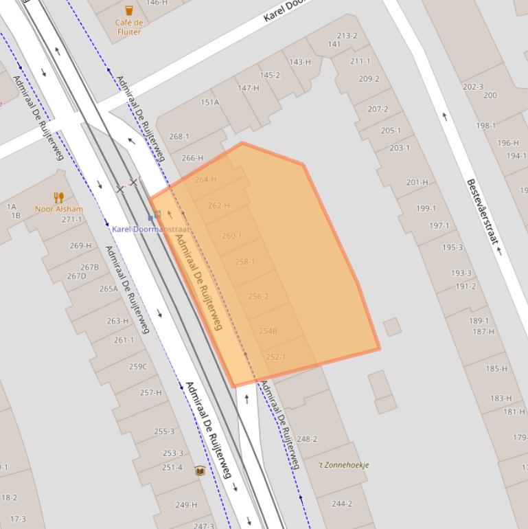 Kaart van postcodegebied 1055MP.