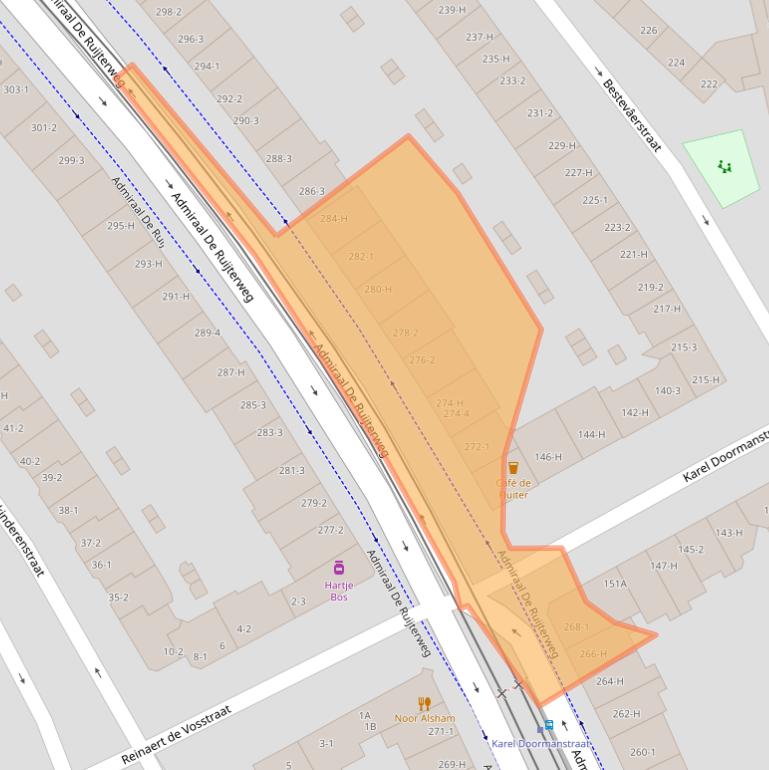 Kaart van postcodegebied 1055MR.