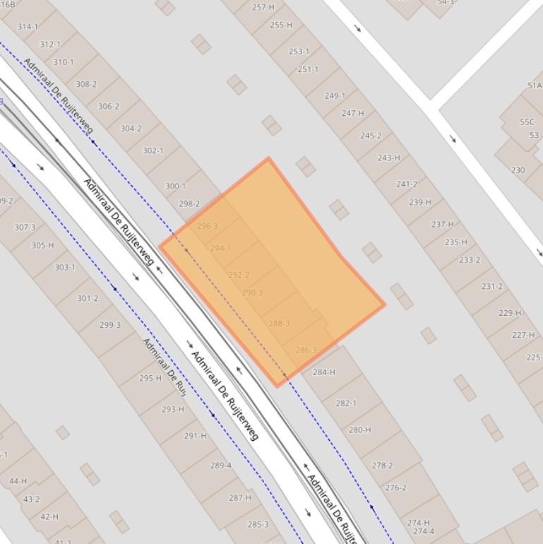 Kaart van postcodegebied 1055MS.