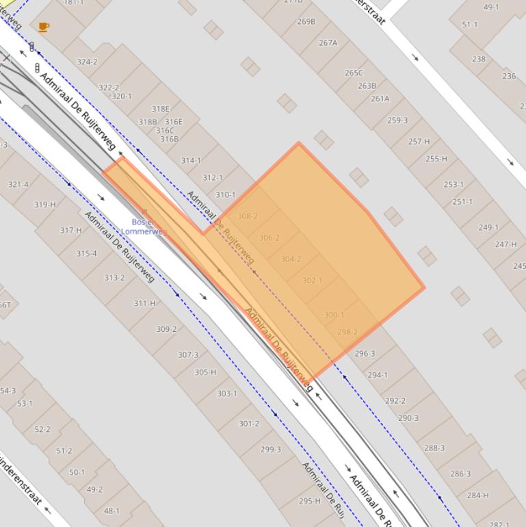 Kaart van postcodegebied 1055MT.