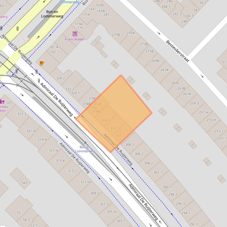 Kaart van postcodegebied 1055MV.