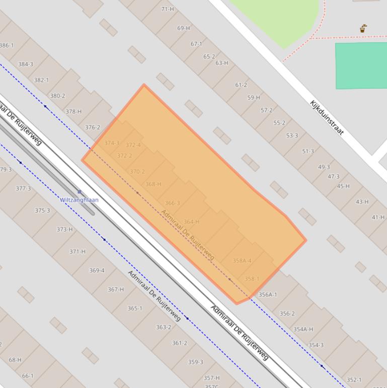 Kaart van postcodegebied 1055NB.