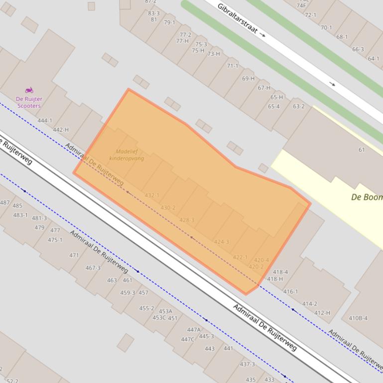 Kaart van postcodegebied 1055NE.