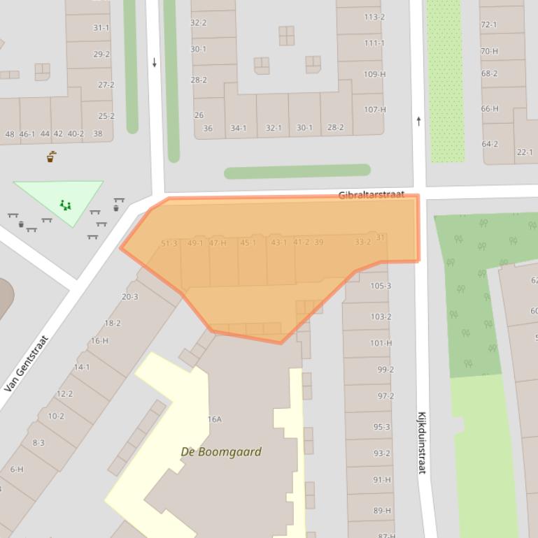 Kaart van postcodegebied 1055NJ.