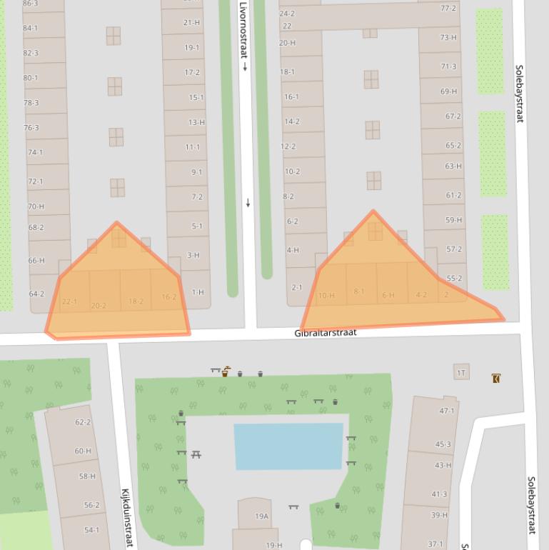 Kaart van postcodegebied 1055NN.