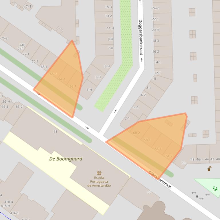 Kaart van postcodegebied 1055NR.