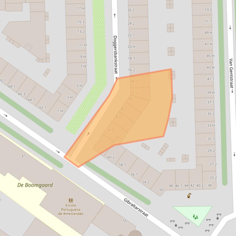 Kaart van postcodegebied 1055NX.