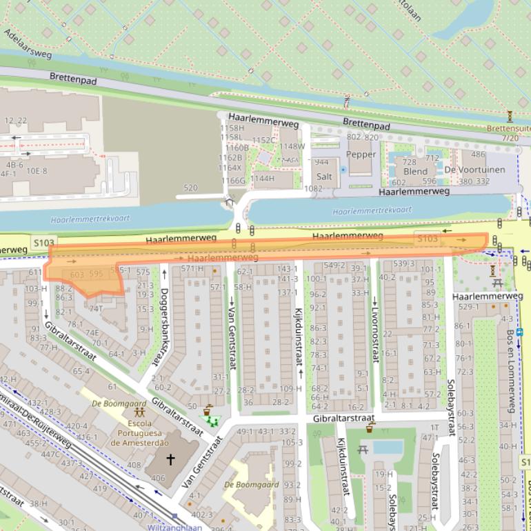 Kaart van postcodegebied 1055PR.