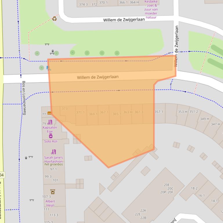 Kaart van postcodegebied 1055RC.