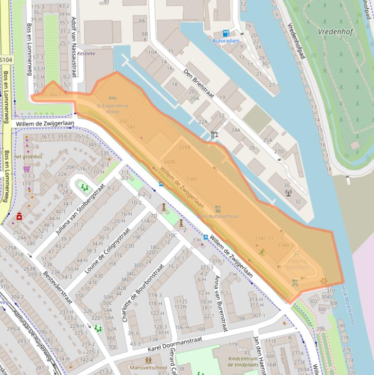 Kaart van postcodegebied 1055RD.