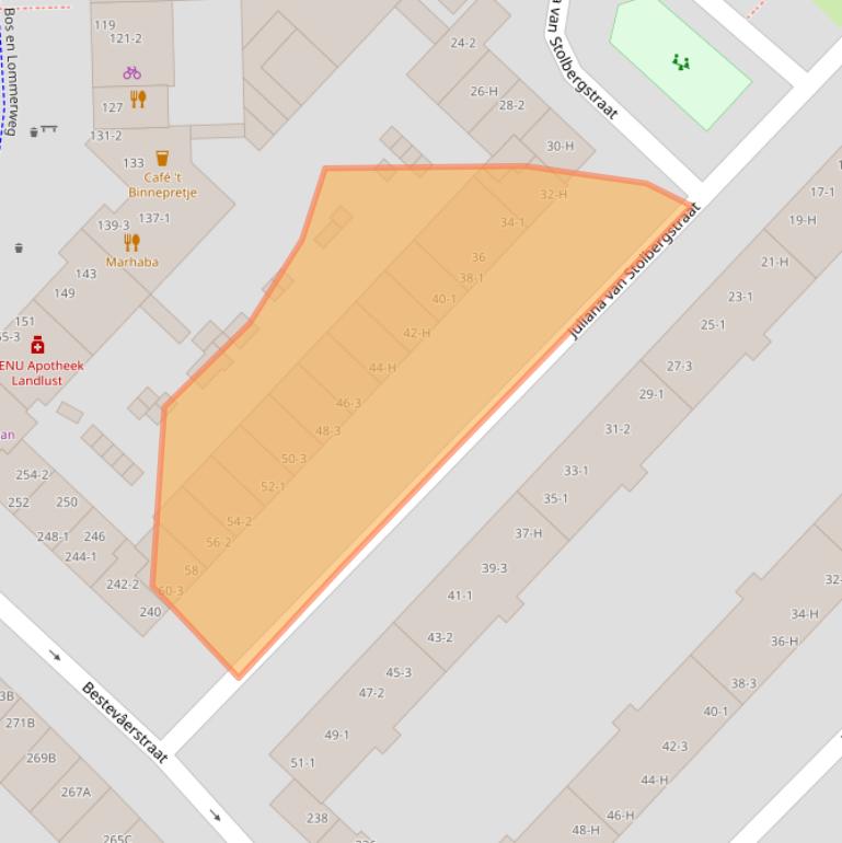 Kaart van postcodegebied 1055RN.