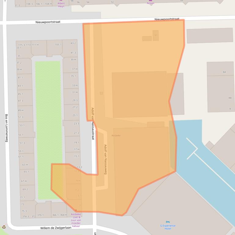 Kaart van postcodegebied 1055RP.