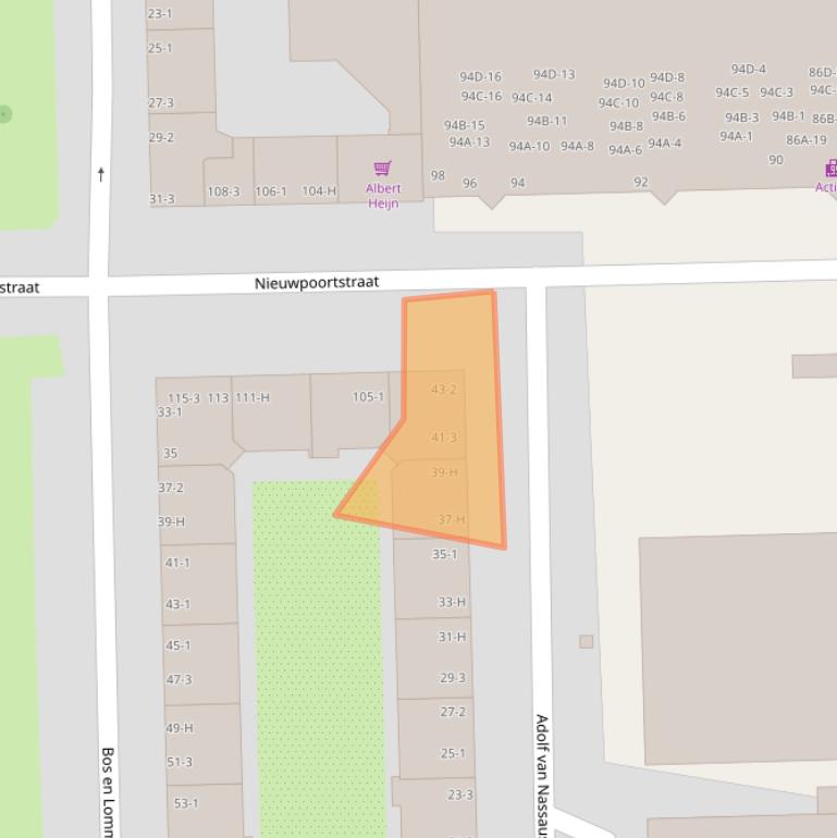 Kaart van postcodegebied 1055RT.