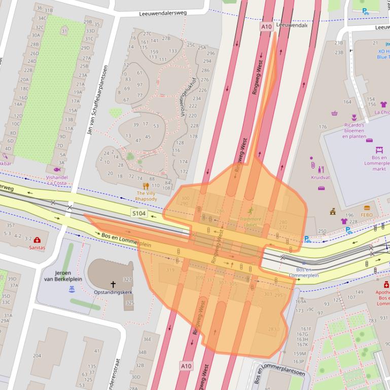 Kaart van postcodegebied 1055RW.