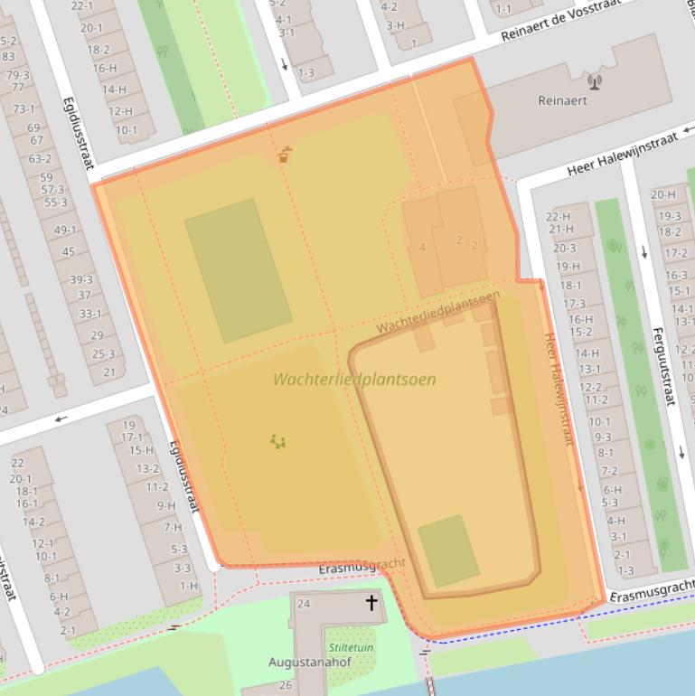 Kaart van postcodegebied 1055SB.