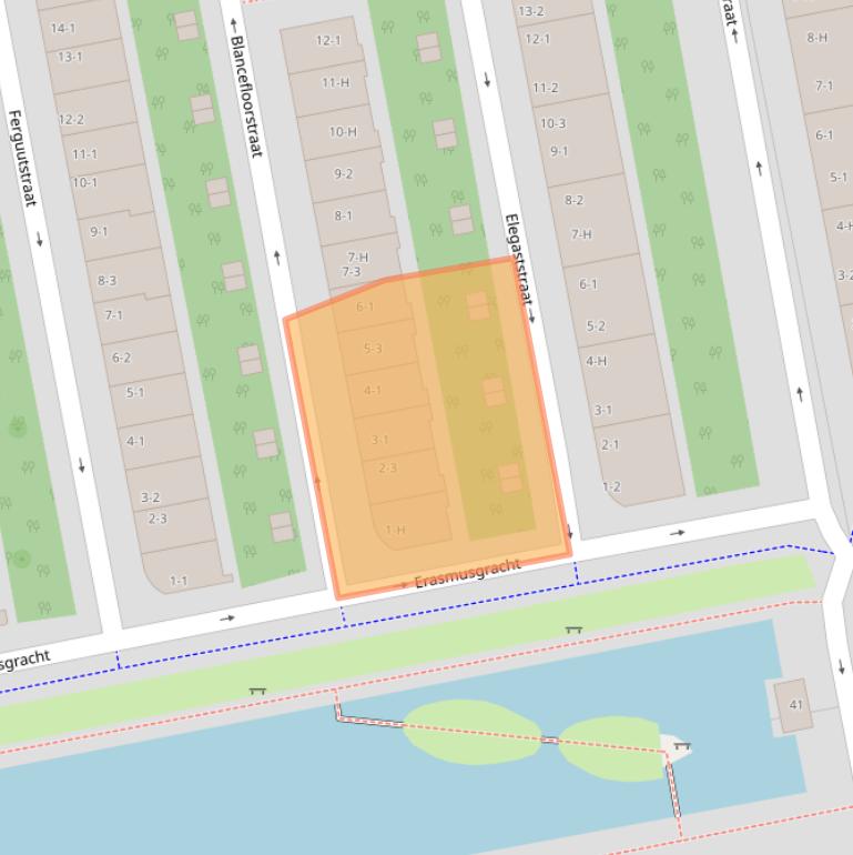 Kaart van postcodegebied 1055TA.