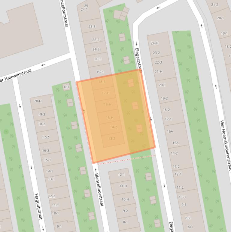 Kaart van postcodegebied 1055TC.