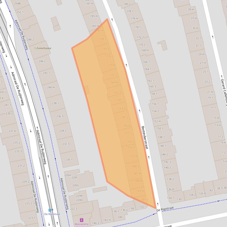 Kaart van postcodegebied 1055TK.