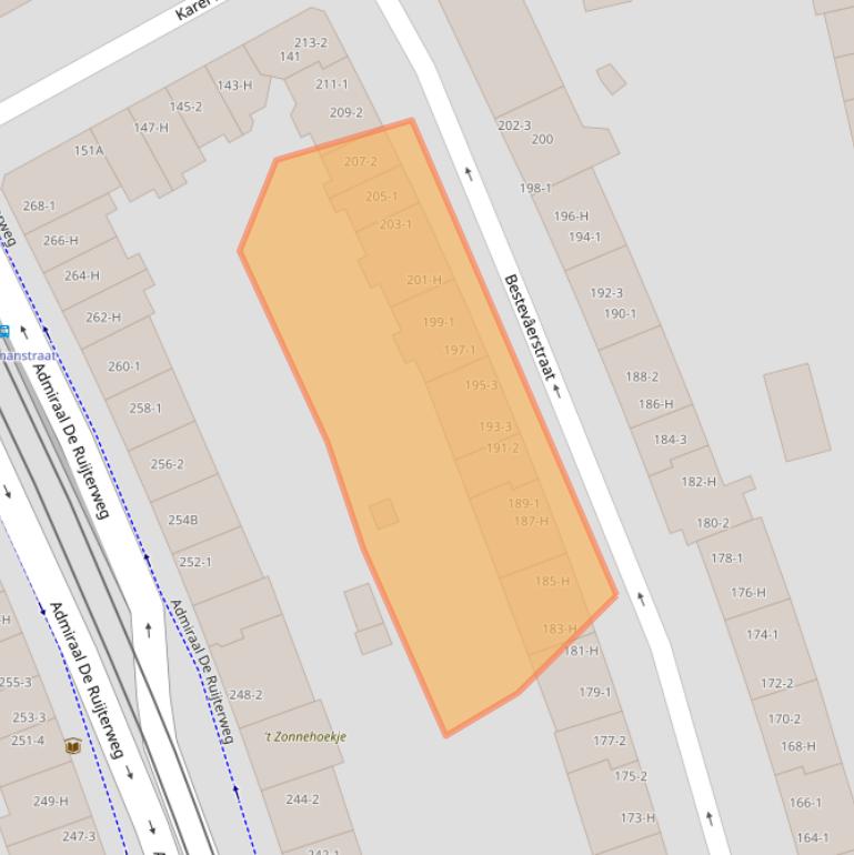 Kaart van postcodegebied 1055TL.