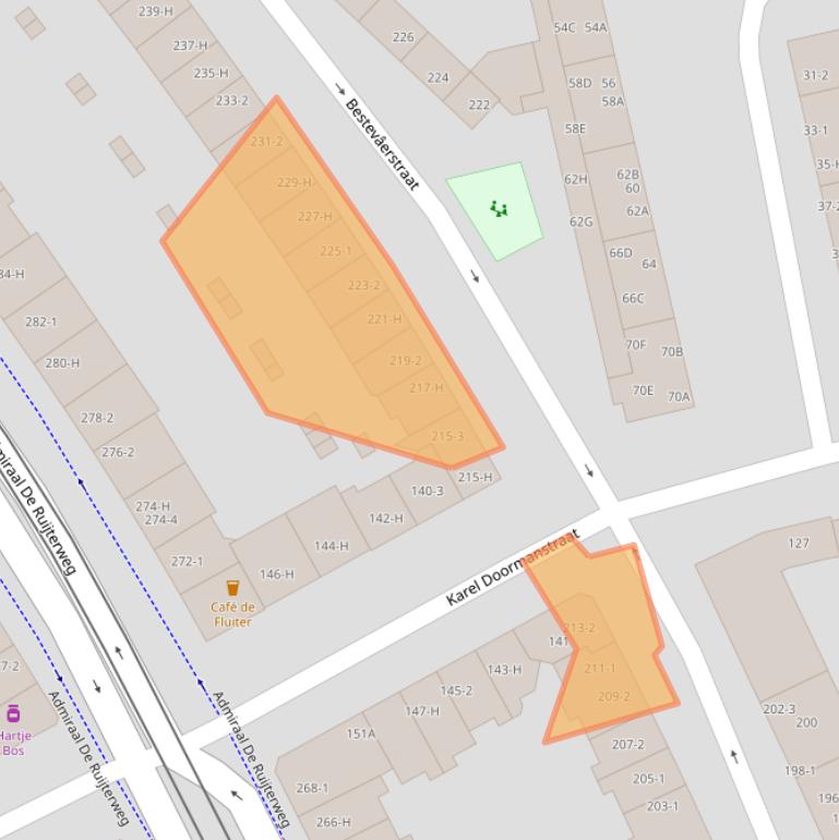 Kaart van postcodegebied 1055TM.