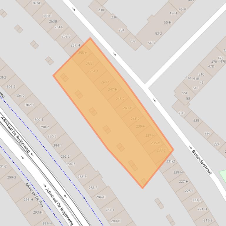 Kaart van postcodegebied 1055TN.