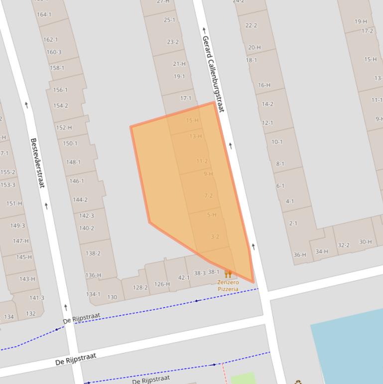 Kaart van postcodegebied 1055TV.