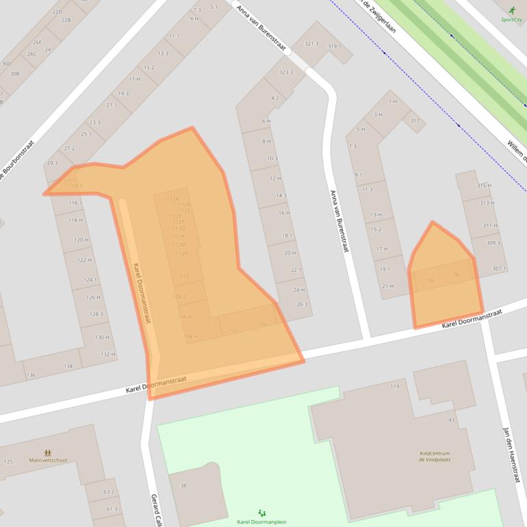 Kaart van postcodegebied 1055VG.