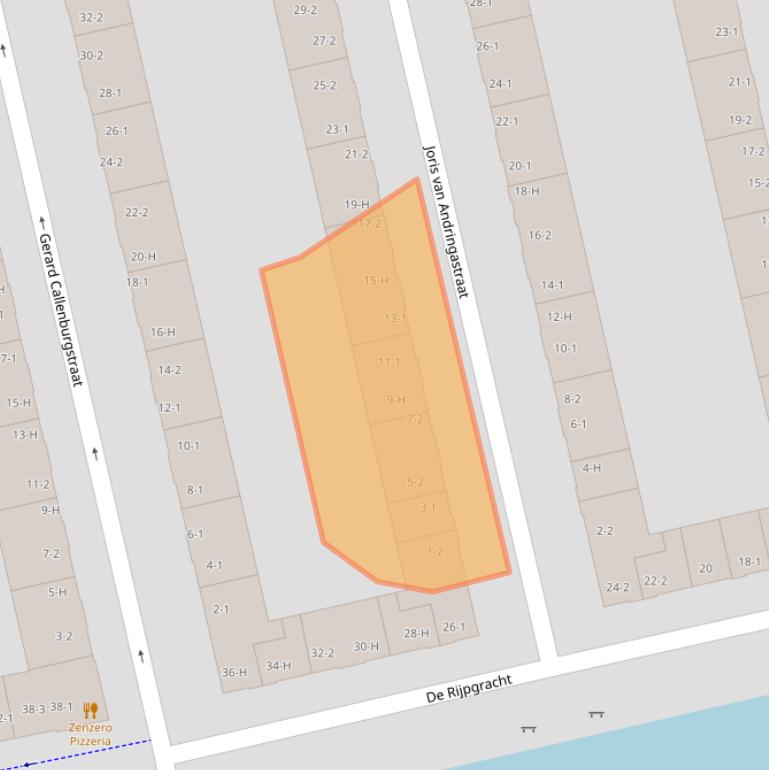 Kaart van postcodegebied 1055VV.