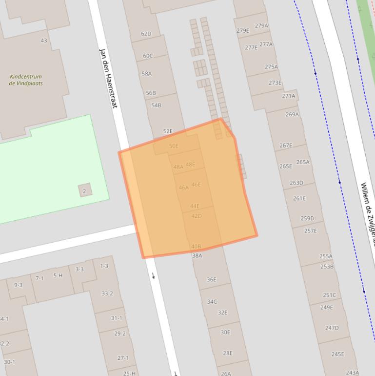 Kaart van postcodegebied 1055WH.