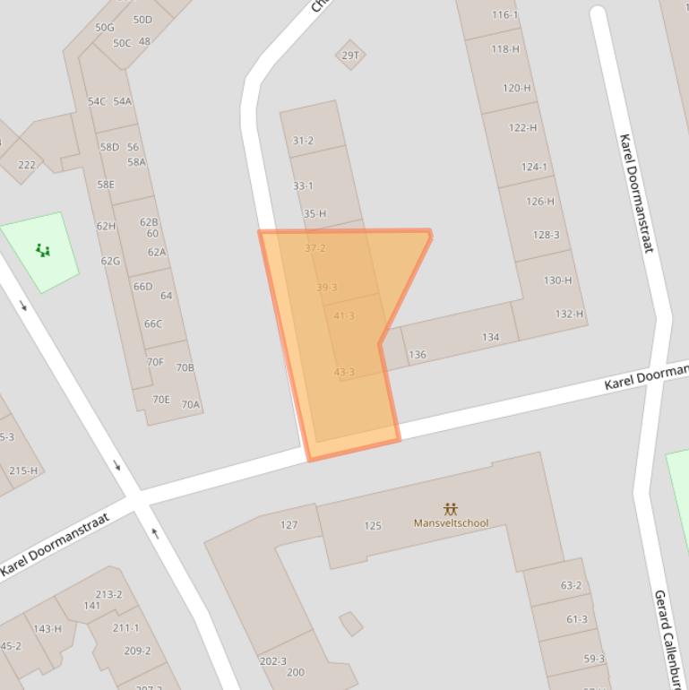 Kaart van postcodegebied 1055WS.