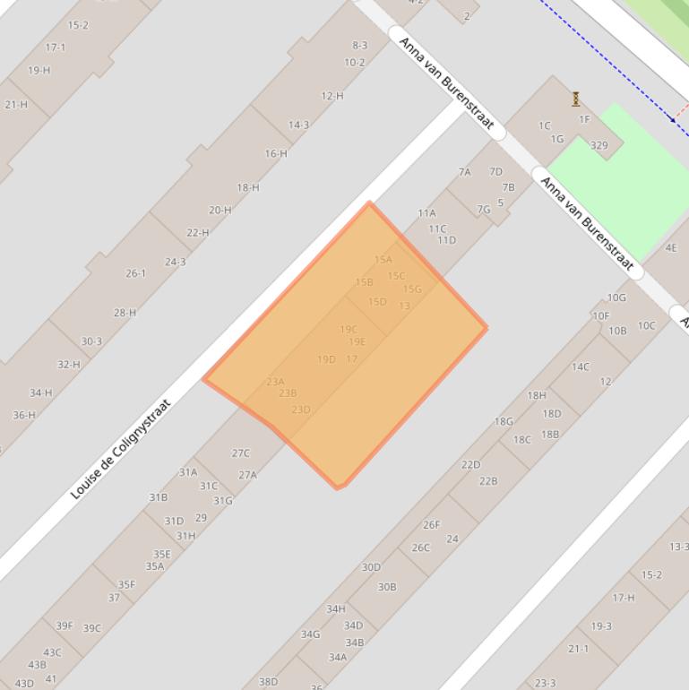 Kaart van postcodegebied 1055XD.