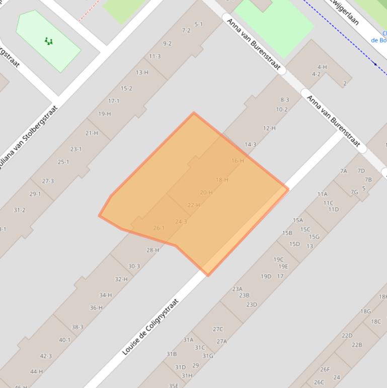 Kaart van postcodegebied 1055XK.