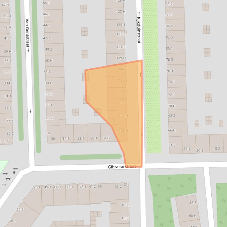 Kaart van postcodegebied 1055XV.