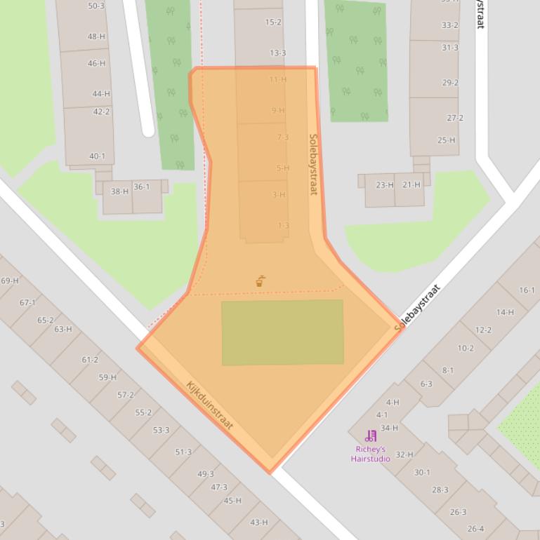 Kaart van postcodegebied 1055ZH.