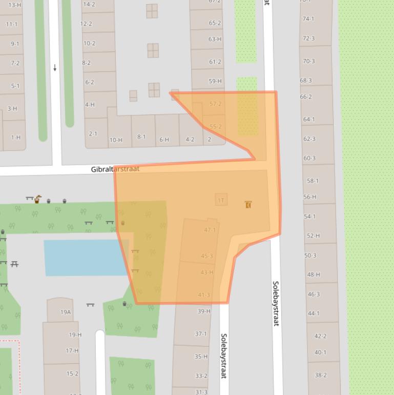 Kaart van postcodegebied 1055ZL.