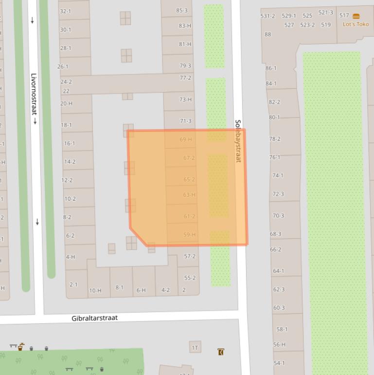 Kaart van postcodegebied 1055ZM.