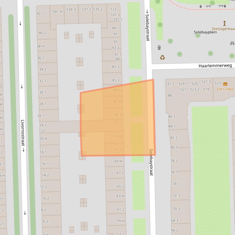 Kaart van postcodegebied 1055ZN.