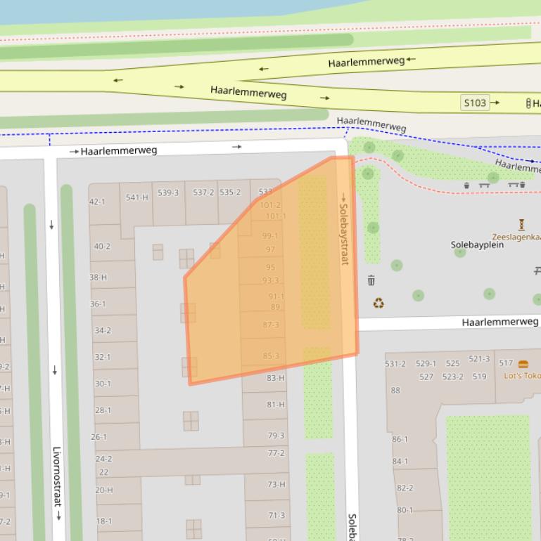 Kaart van postcodegebied 1055ZP.