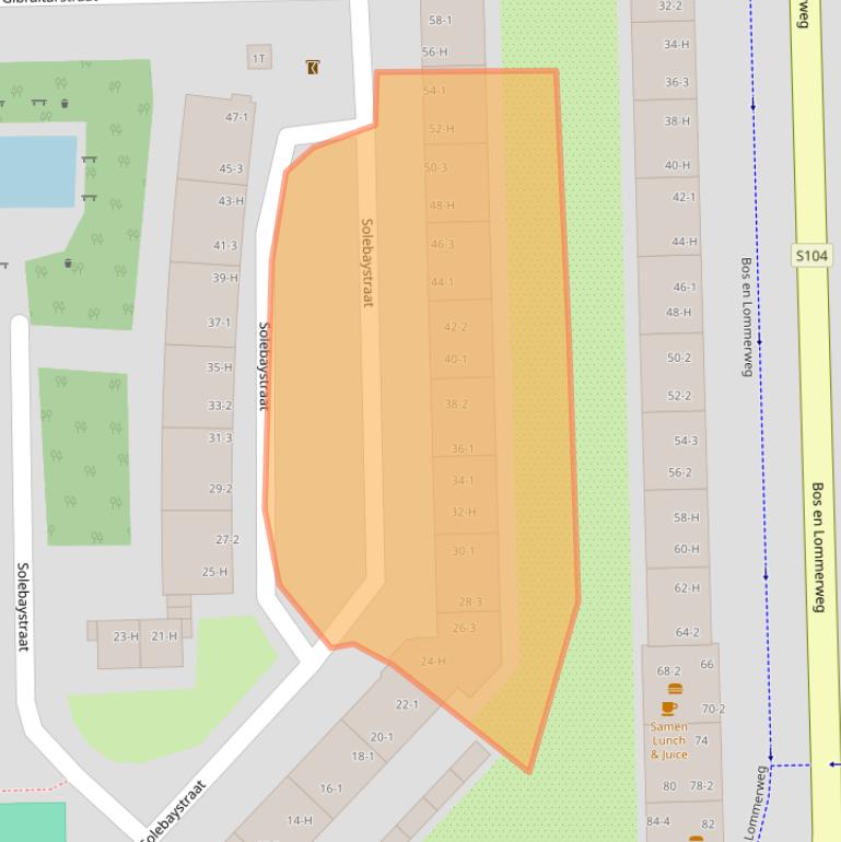 Kaart van postcodegebied 1055ZS.