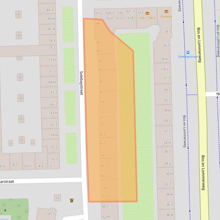 Kaart van postcodegebied 1055ZT.