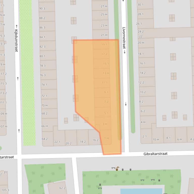 Kaart van postcodegebied 1055ZV.